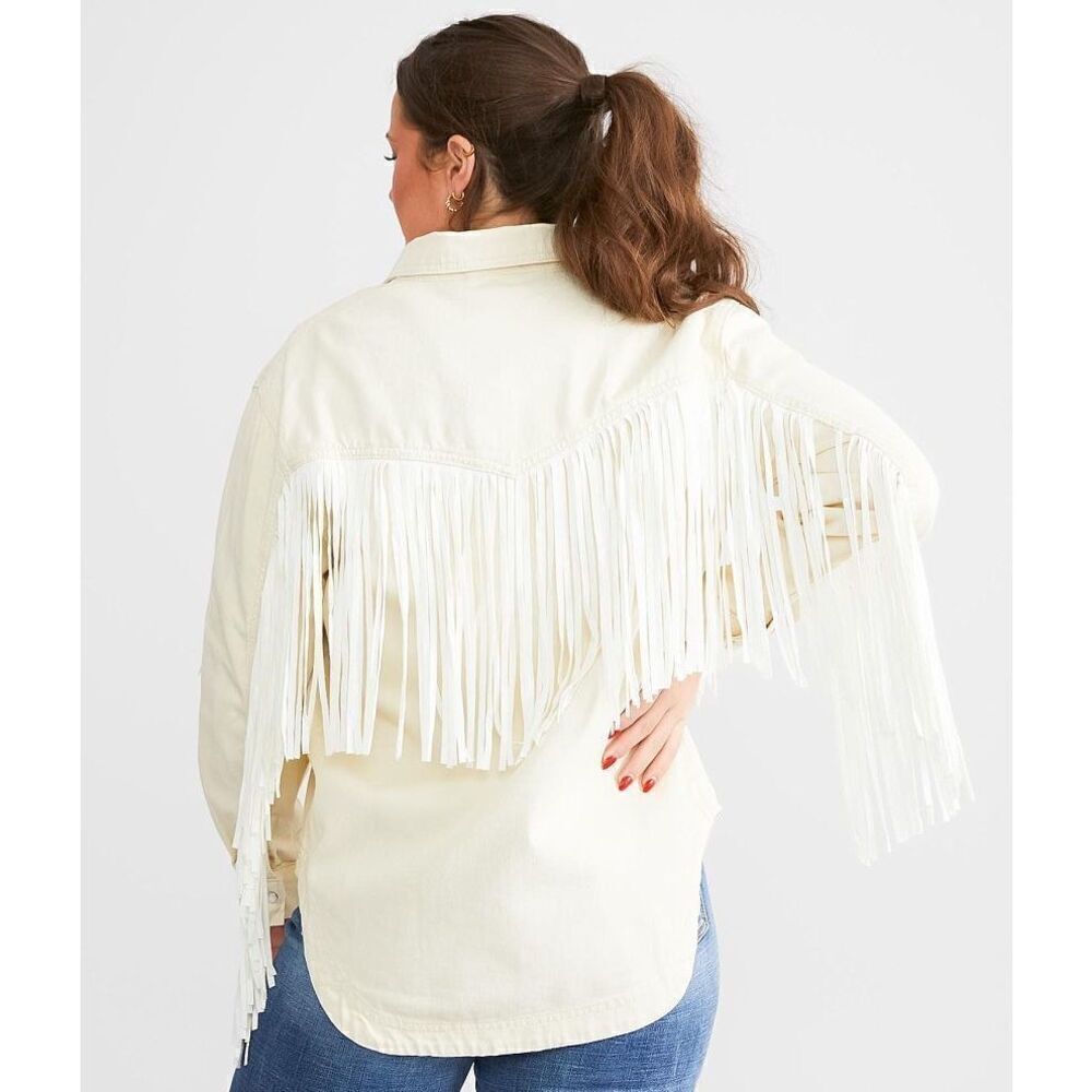 Saints & Hearts Fringe Shirt Jacket S Cowgirl Western Festival Pink Pony Club - Picture 4 of 16